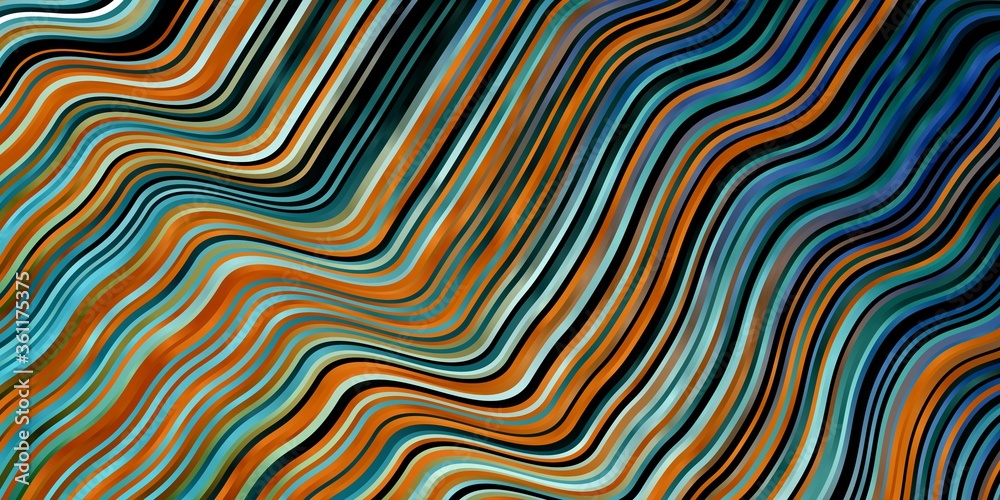 Fototapeta premium Light Blue, Green vector pattern with lines. Colorful geometric sample with gradient curves. Pattern for commercials, ads.