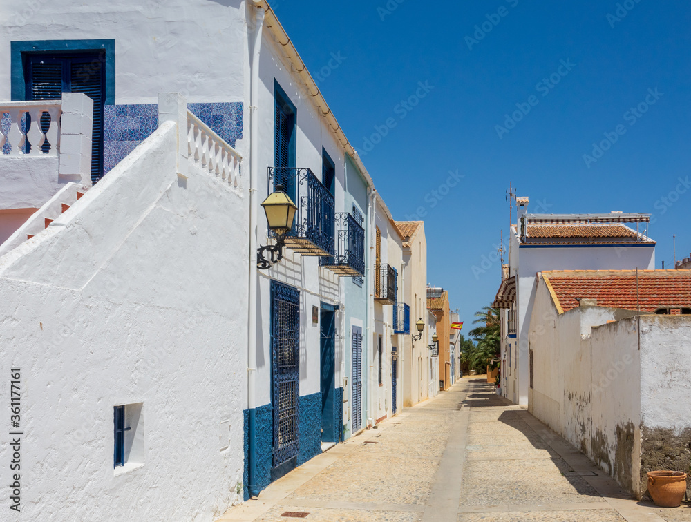 Streets of Island of Tabarca in province of Alicante,  Spain.