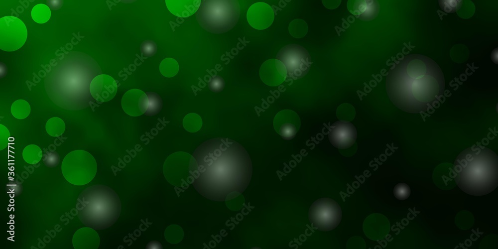 Dark Green vector layout with circles, stars. Abstract illustration with colorful spots, stars. New template for a brand book. Dark Green vector layout with circles, stars. Abstract illustration with colorful spots, stars. New template for a brand book.