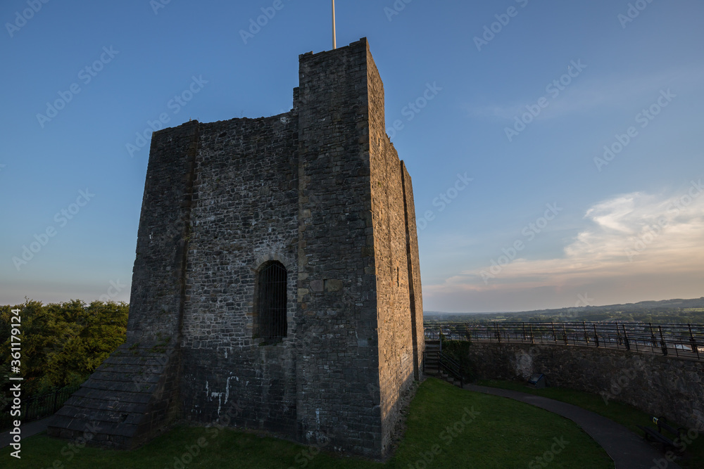 Clitheroe castle on a warm summer evening. Small Norman castle in the Ribble valley Clitheroe castle on a warm summer evening. Small Norman castle in the Ribble valley