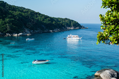 Similan Islands, boats in donald duck bay. Thailand. Similan island