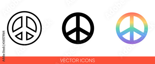 Pacific, peace sign, international symbol of peace, disarmament, antiwar movement in rainbow color icon. Isolated vector sign symbol.