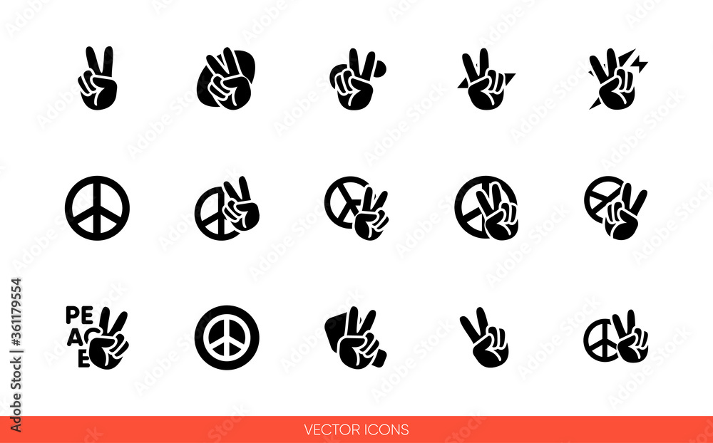 Peace sign hand with fingers and pacific sign, international symbol of ...
