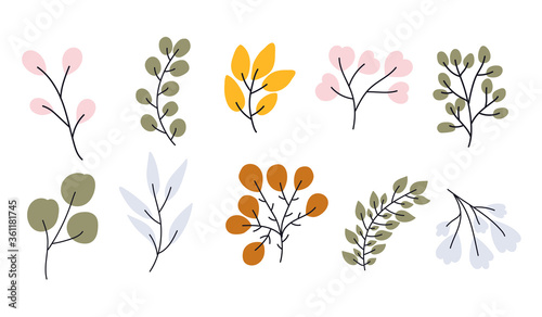 Wallpaper Mural Vector hand drawn collection of branches for nursery decoration and baby shower Torontodigital.ca