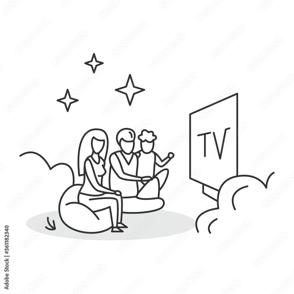 Family watching tv Cut Out Stock Images & Pictures - Alamy