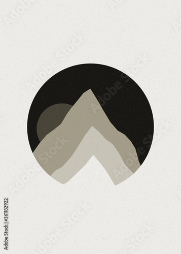 Jade Green color Mountains rocks silhouette art logo design illustration