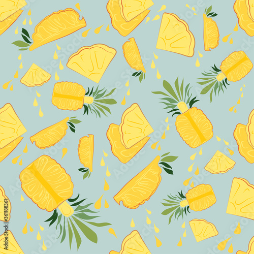 Seamless pineapple pattern vector illustration
