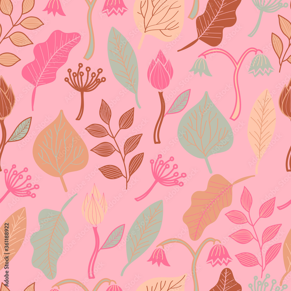 Obraz premium Beautiful pink floral vector seamless pattern design. Great for summer fabric, scrapbooking, wallpaper, giftwrap. Suraface pattern design.