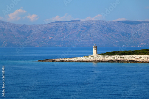 Small lighthouse on an island in southern Dalmatia, Croatia on a beautiful sunny day.
