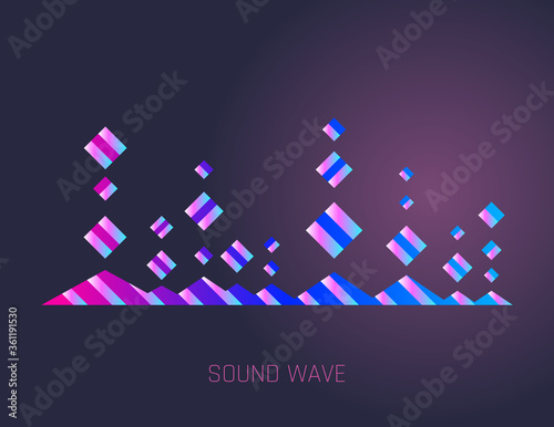Vector music sound waves. Concept musical bar. Audio digital equalizer technology, console panel, musical pulse. Dynamic light flow, with neon light effect