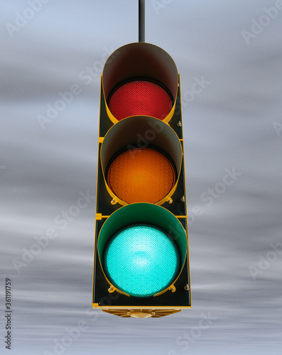 traffic signal in gray sky