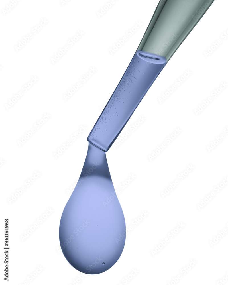 photo illustration of eyedropper with blue liquid drop photo illustration of eyedropper with blue liquid drop