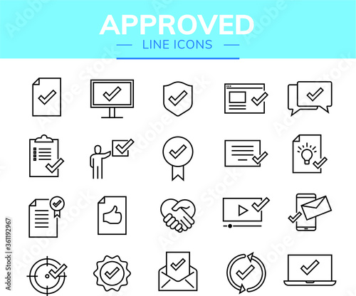 Conjunto de ícones aprovação para infográficos ou websites	
