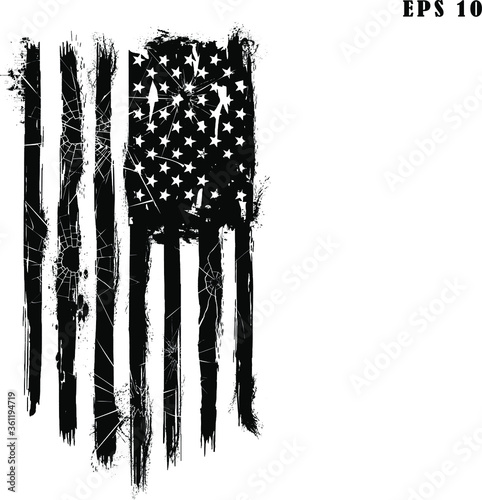USA Flag. Distressed american bullet flag, patriot, military, transparent background. American Flag bullet holes. 