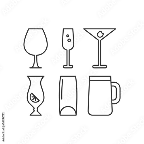 Vector set of six bar glass icons