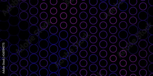 Dark Purple, Pink vector backdrop with dots. Abstract colorful disks on simple gradient background. Pattern for wallpapers, curtains.