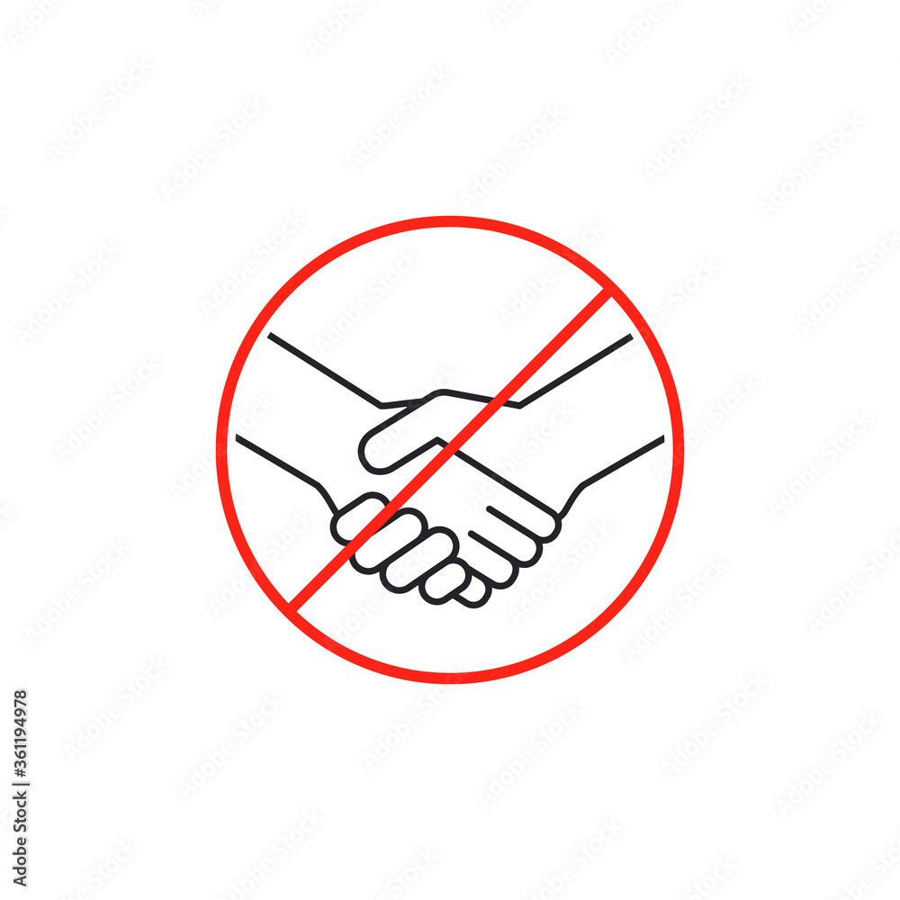 Fototapeta premium No handshake icon on white background. Vector flat style. avoiding physical contact sign