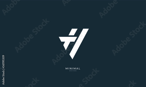 Alphabet letter icon logo TH or HT