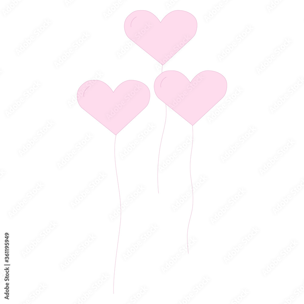 Pink heart shape balloons vector icon. Three balloons for valentines day and postcards. Filled sign for mobile concept and web design. Heart shape romantic symbol for celebration, holiday, kids birth