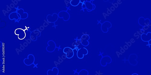 Light BLUE vector background with woman symbols.