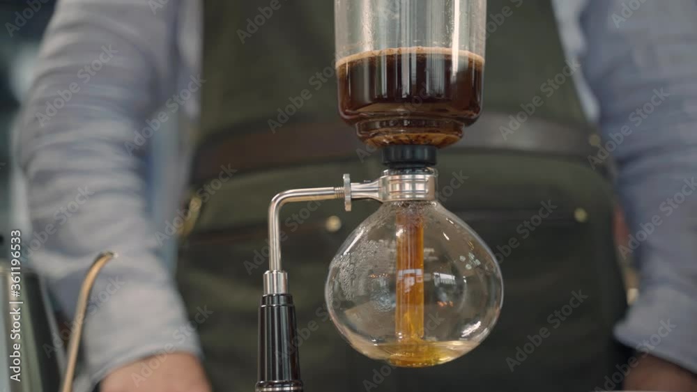 Coffee Syphon alternative method of making in coffee shop and cafe