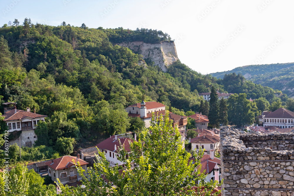 street and old houses in historical town of Melnik, Bulgaria