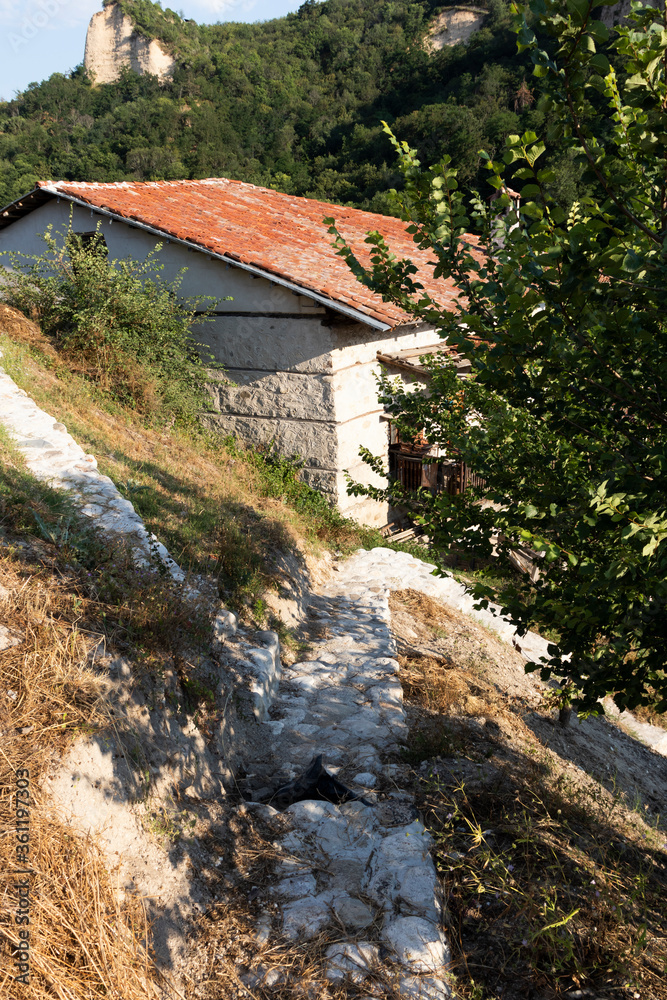 street and old houses in historical town of Melnik, Bulgaria