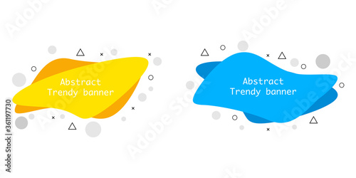 Set of trendy colorful abstract banner. Vector icon .Liquid  abstract geometric shapes.