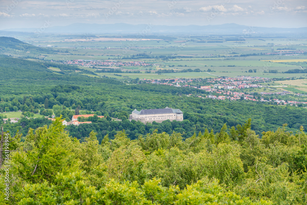 Wooden lookout tower on Kukla and Smolenice castle, Slovakia