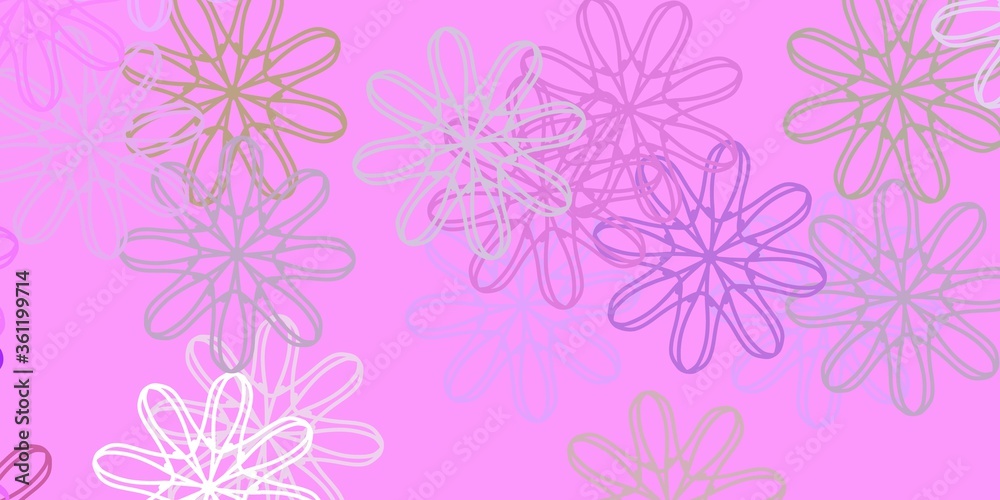 Light Pink, Green vector doodle template with flowers. Light Pink, Green vector doodle template with flowers.