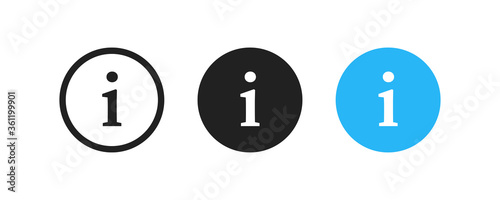 Info, line and color simple ison set. Inform button concept in vector flat photo
