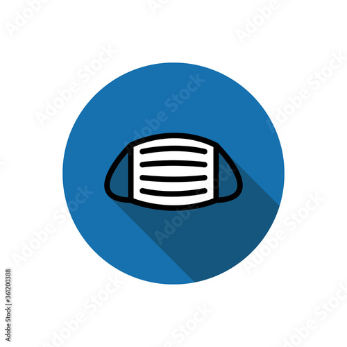 medical mask flat icon, vector line illustration