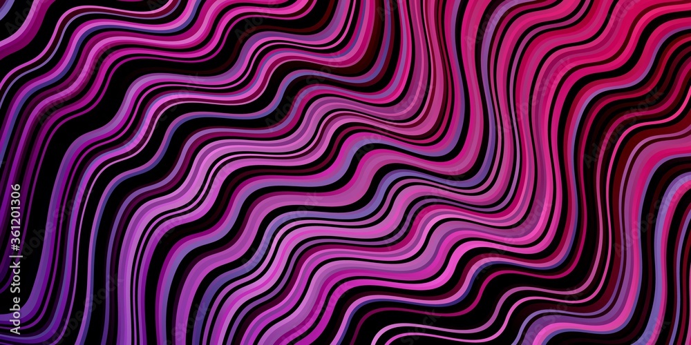 Fototapeta premium Dark Purple, Pink vector background with bows. Colorful illustration in circular style with lines. Pattern for booklets, leaflets.