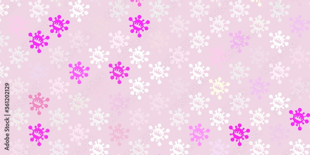 Light pink, yellow vector backdrop with virus symbols. Light pink, yellow vector backdrop with virus symbols.