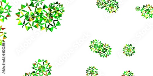 Light Green, Yellow vector layout with beautiful snowflakes.