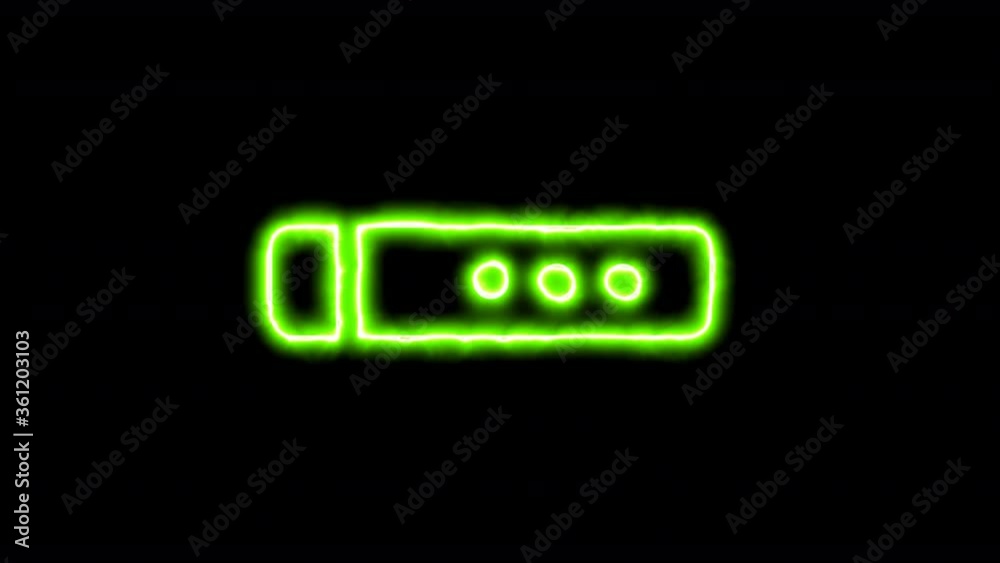 The appearance of the green neon symbol flute. Flicker, In - Out. Alpha channel Premultiplied - Matted with color black The appearance of the green neon symbol flute. Flicker, In - Out. Alpha channel Premultiplied - Matted with color black