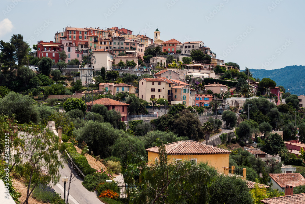 Falicon Commune or Village in Alpes Maritimes Department in Southeast France - Medieval French Town Built on Mountain Near Nice City