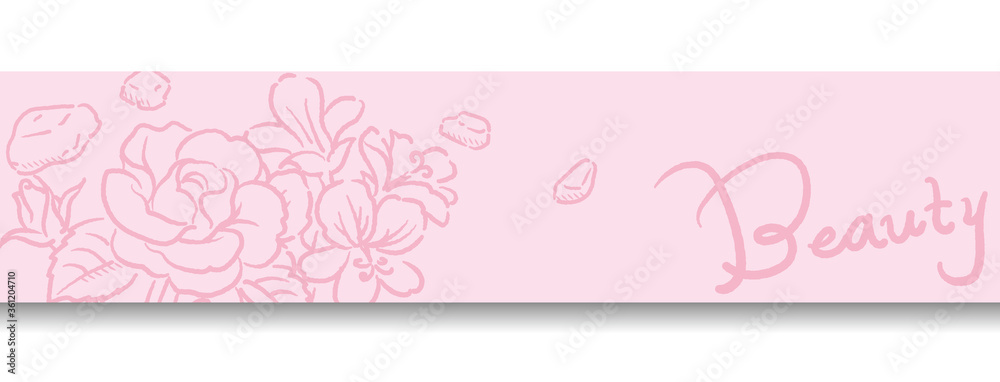 バナー, 背景などに使えるアロマ用の花とフランキンセンスのスケッチイラスト。ベクター画像