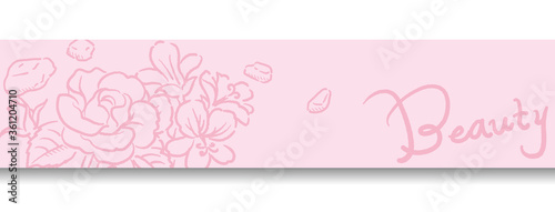 バナー, 背景などに使えるアロマ用の花とフランキンセンスのスケッチイラスト。ベクター画像