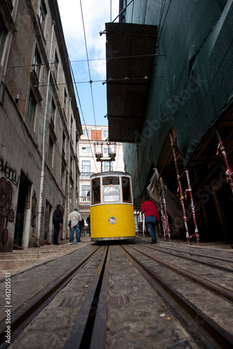 Lisbon Funicular Tramway, Lisbon, Portugal, Europe - November 2010 photo