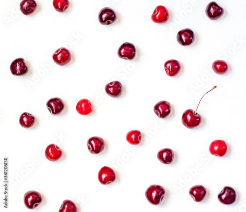 Sweet cherries. Red cherries, ripe berries on a white background.