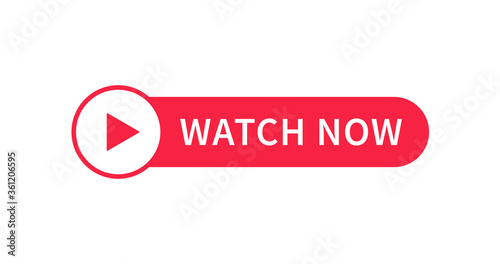 Watch Now Video Play Button Banner Sign Vector Design.