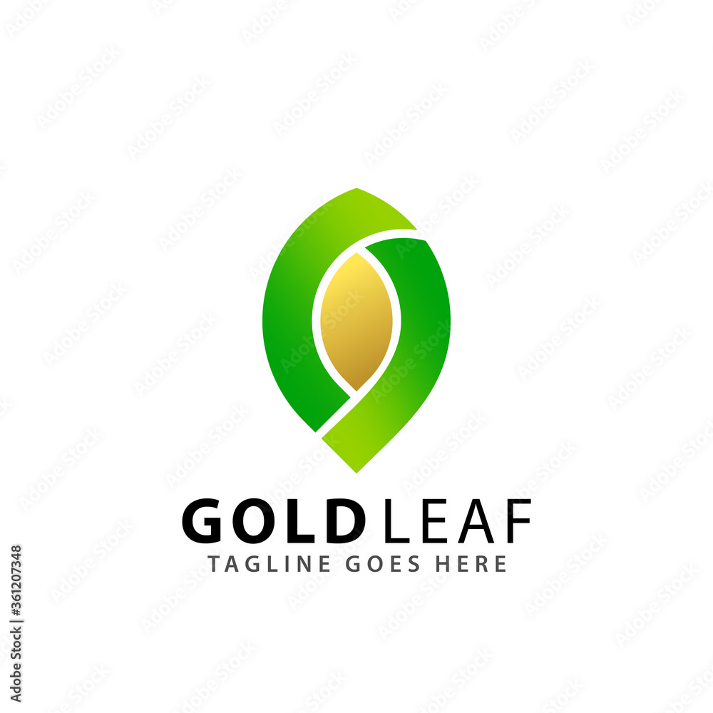 Abstract Green Gold Leaf Logos Design Vector Illustration Template Abstract Green Gold Leaf Logos Design Vector Illustration Template