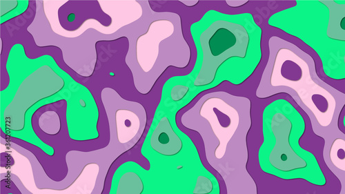 3D interior in the style of a heat map starting from green ending with pink flowers is suitable for teaching children