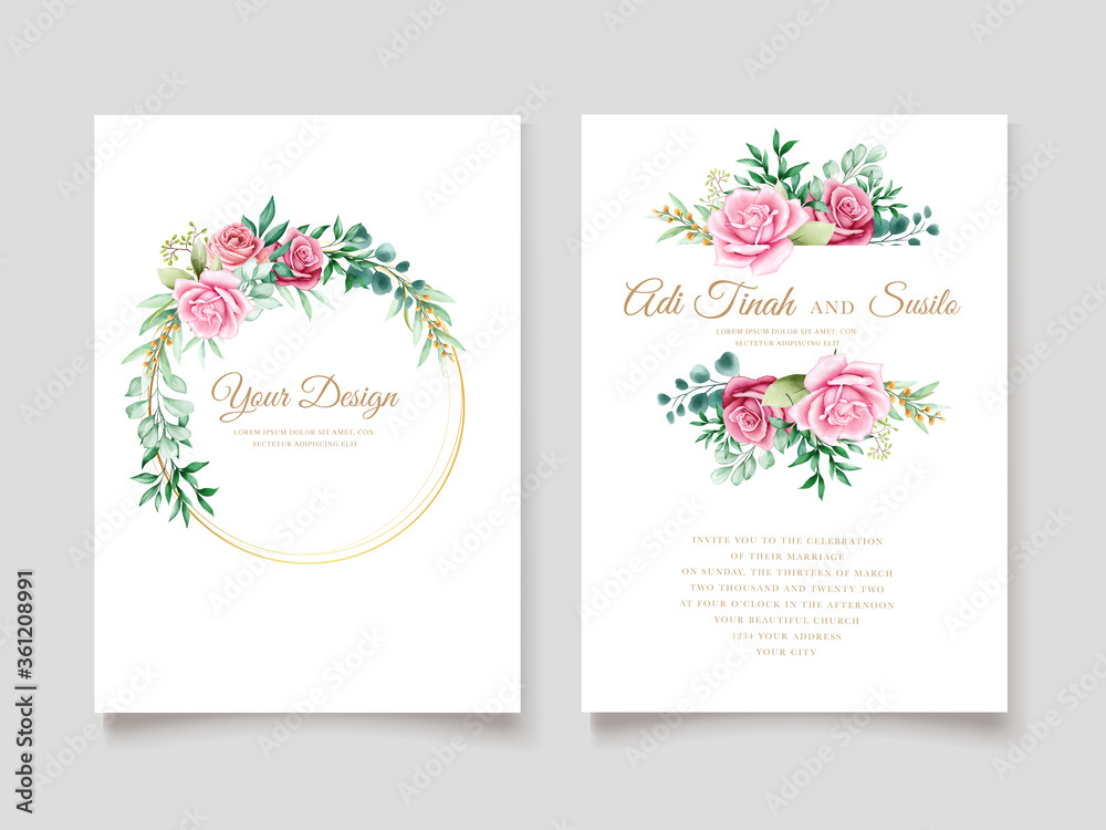 watercolor floral wedding invitation card