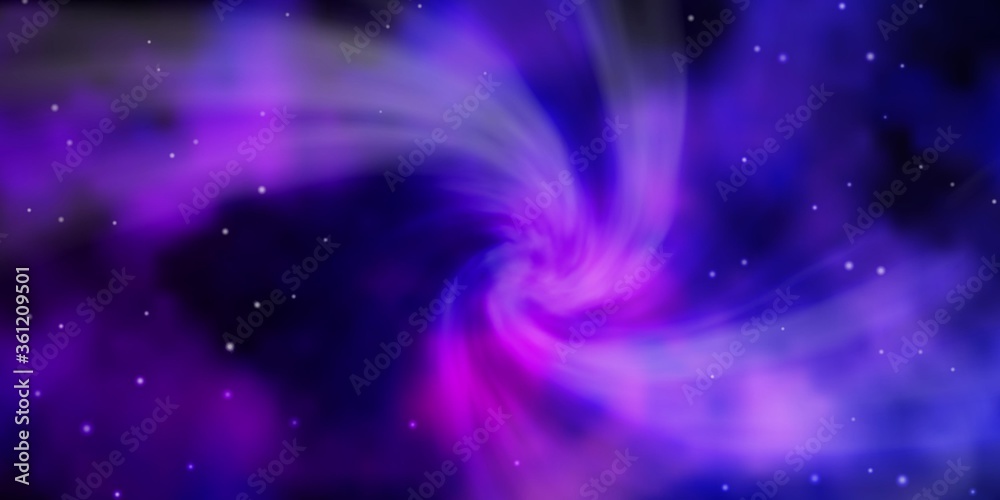 Fototapeta premium Dark Purple, Pink vector background with colorful stars. Colorful illustration in abstract style with gradient stars. Pattern for new year ad, booklets.