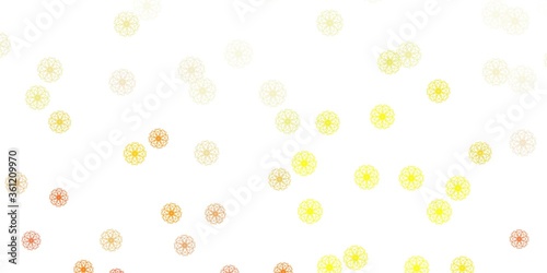 Fototapeta Naklejka Na Ścianę i Meble -  Light yellow vector doodle texture with flowers.