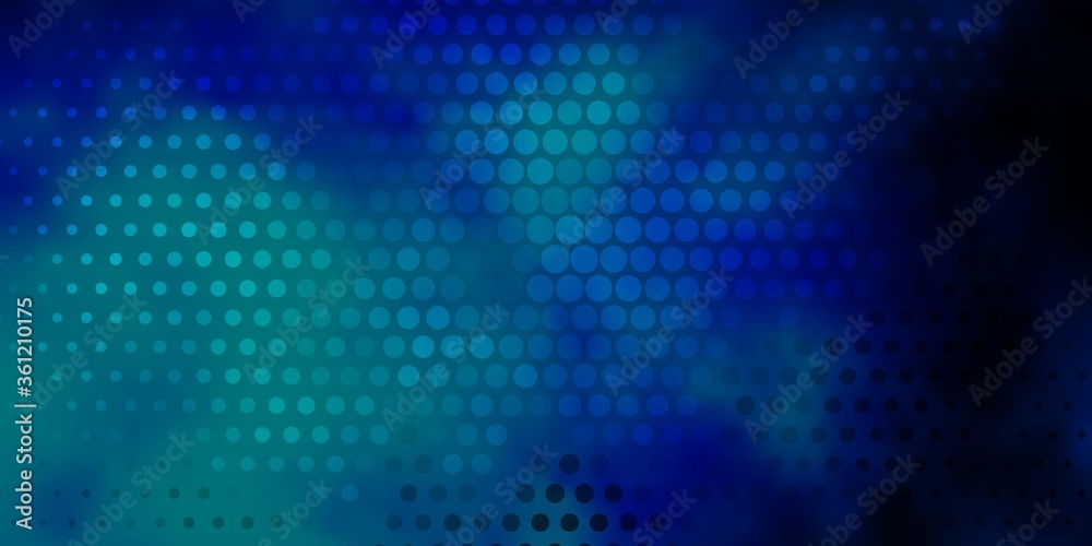 Dark BLUE vector backdrop with dots. Abstract decorative design in gradient style with bubbles. Pattern for wallpapers, curtains.