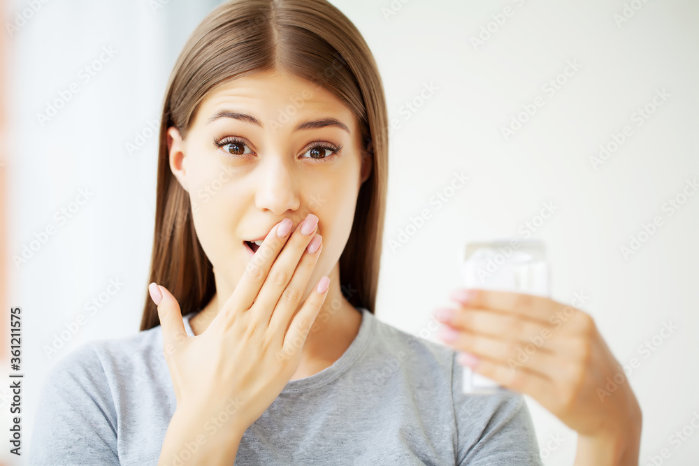 Stop smoking, a young woman communicates her position about the harmfulness of cigarettes Stop smoking, a young woman communicates her position about the harmfulness of cigarettes