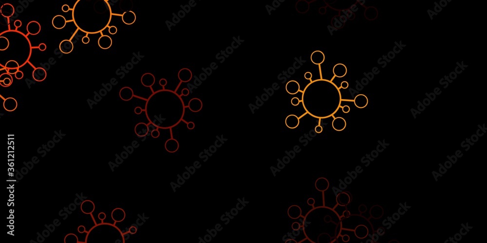 Dark orange vector texture with disease symbols.